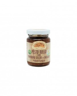 Pesto rosso con pomodori secchi e basilico in olio extra vergine d'oliva BIOLOGICO - barattolo 80g - Casa Bruna