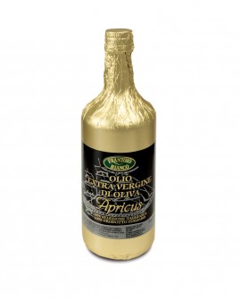 Apricus Olio extra vergine d'oliva - cultivar Taggiasca -  carta Oro bottiglia 1000ml - Olio Frantoio Bianco